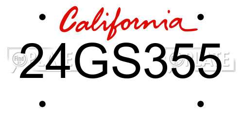 24GS355 California License Plate
