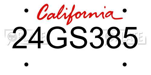 24GS385 California License Plate