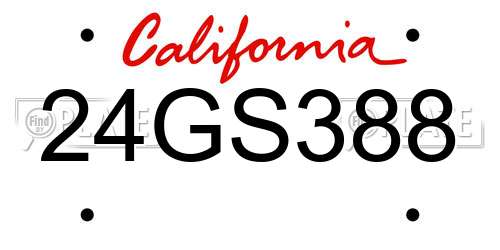 24GS388 California License Plate