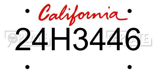 24H3446 California License Plate