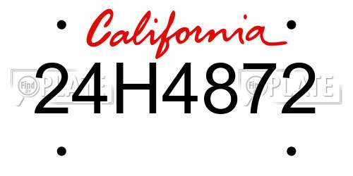 24H4872 California License Plate