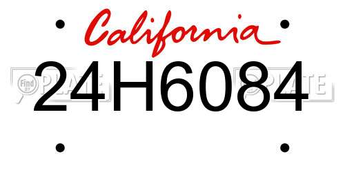 24H6084 California License Plate