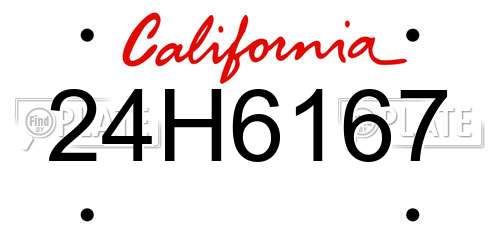24H6167 California License Plate