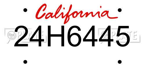 24H6445 California License Plate