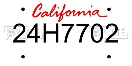 24H7702 California License Plate