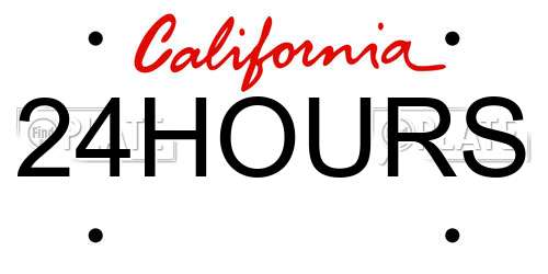 24HOURS California License Plate