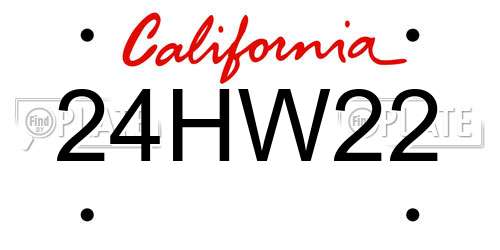 24HW22 California License Plate