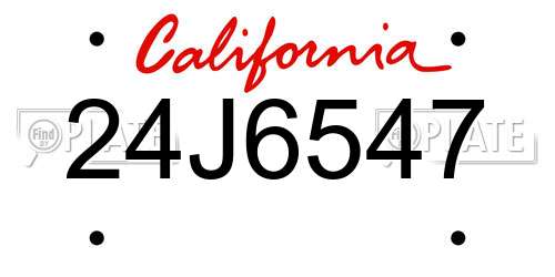 24J6547 California License Plate