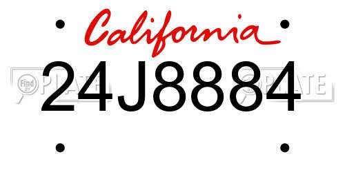 24J8884 California License Plate