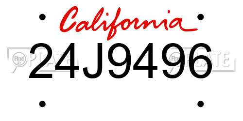 24J9496 California License Plate