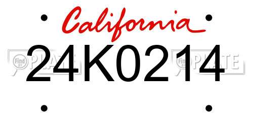 24K0214 California License Plate