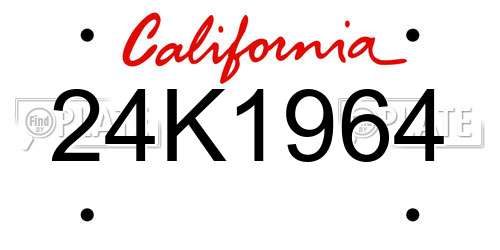 24K1964 California License Plate