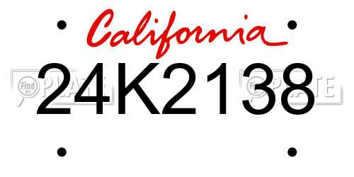 24K2138 California License Plate