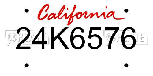 24K6576 California License Plate