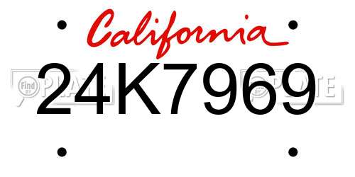 24K7969 California License Plate