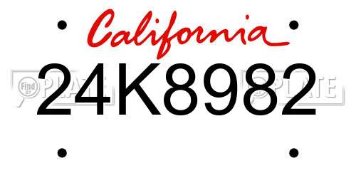 24K8982 California License Plate