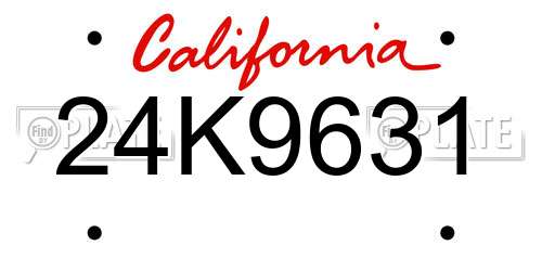 24K9631 California License Plate