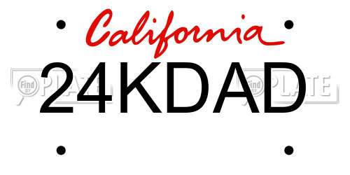 24KDAD California License Plate