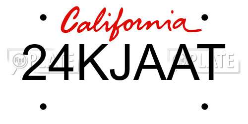 24KJAAT California License Plate