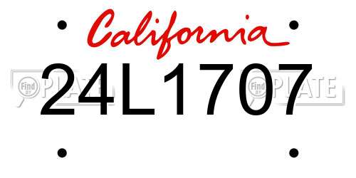 24L1707 California License Plate