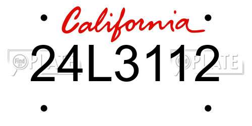 24L3112 California License Plate