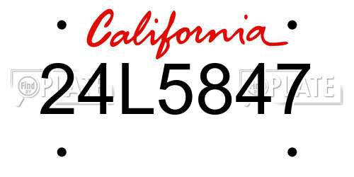 24L5847 California License Plate