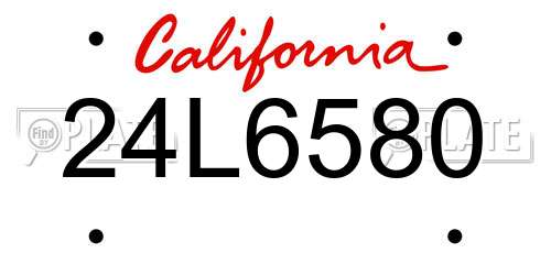 24L6580 California License Plate