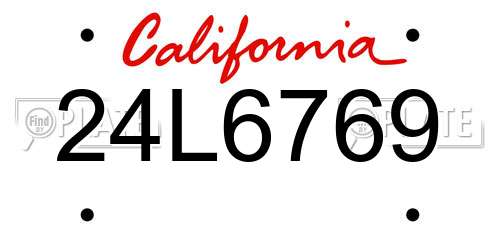 24L6769 California License Plate