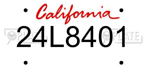 24L8401 California License Plate