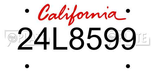24L8599 California License Plate