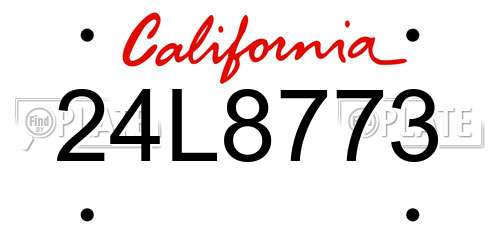 24L8773 California License Plate