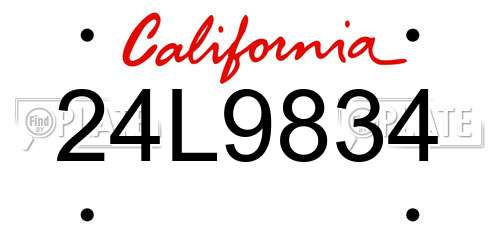 24L9834 California License Plate