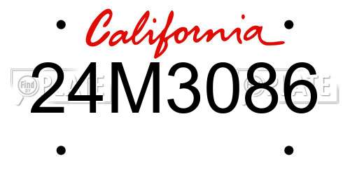 24M3086 California License Plate