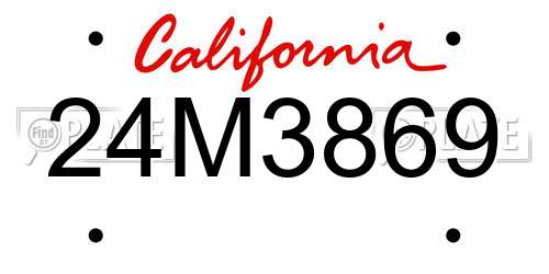 24M3869 California License Plate