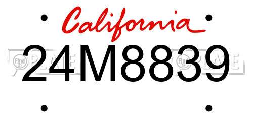 24M8839 California License Plate