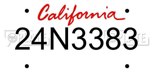 24N3383 California License Plate