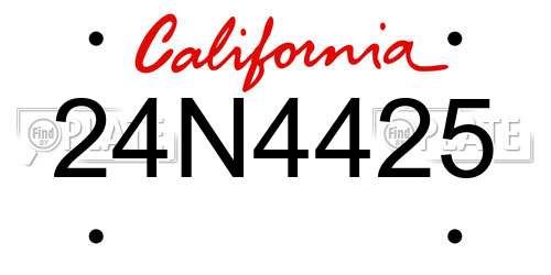 24N4425 California License Plate