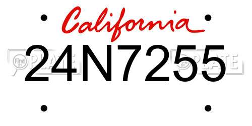 24N7255 California License Plate