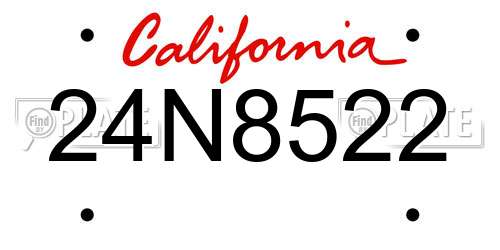 24N8522 California License Plate