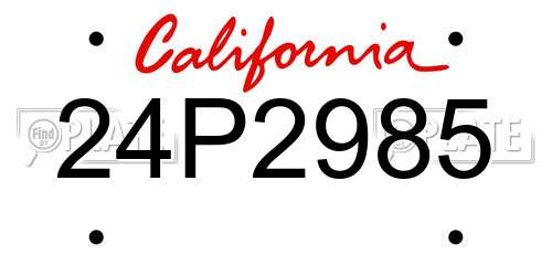 24P2985 California License Plate