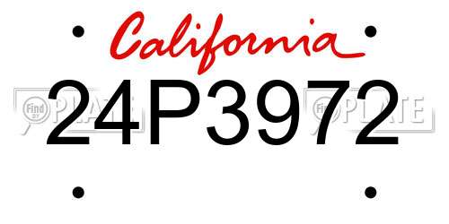 24P3972 California License Plate