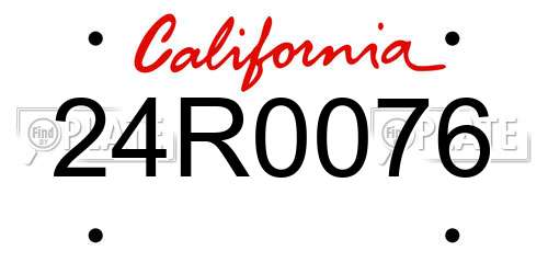 24R0076 California License Plate