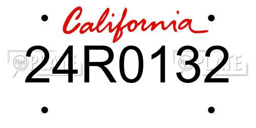 24R0132 California License Plate