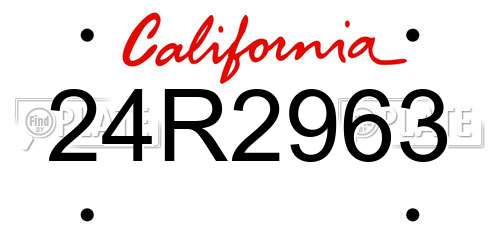 24R2963 California License Plate