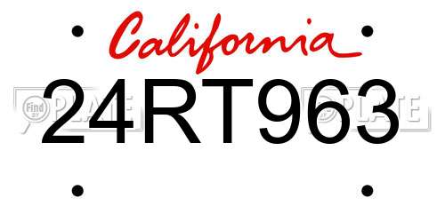 24RT963 California License Plate