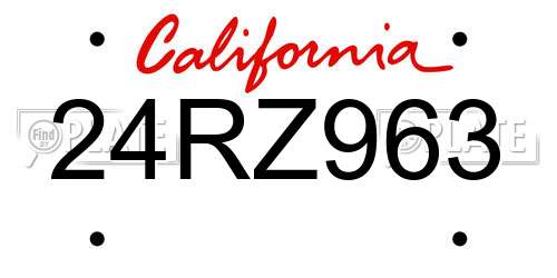 24RZ963 California License Plate