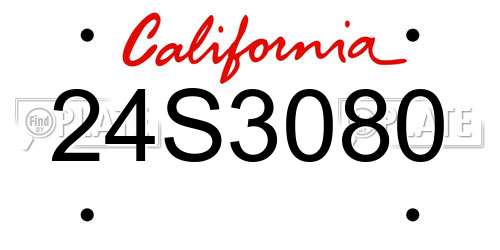24S3080 California License Plate