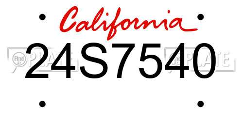 24S7540 California License Plate