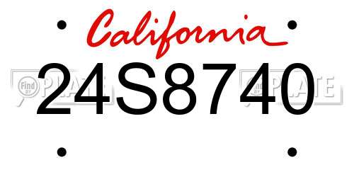 24S8740 California License Plate