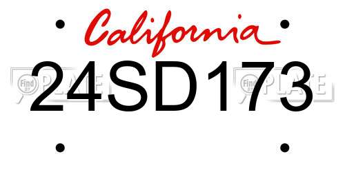 24SD173 California License Plate